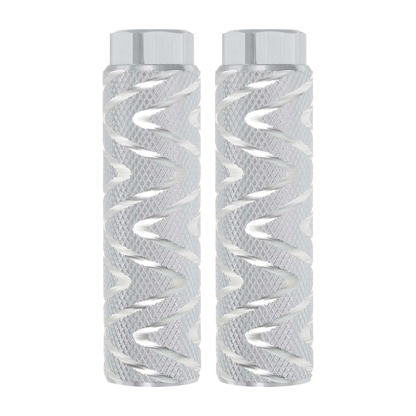PATIKIL Bike Pegs Fit 3/8 Inch Axles, 2 Pack Aluminum Alloy Anti-Skid Lead Foot Small Bicycle Peg Back Seat Stands with Stripe for BMX Mountain Dirt Bike Cycling Rear, White