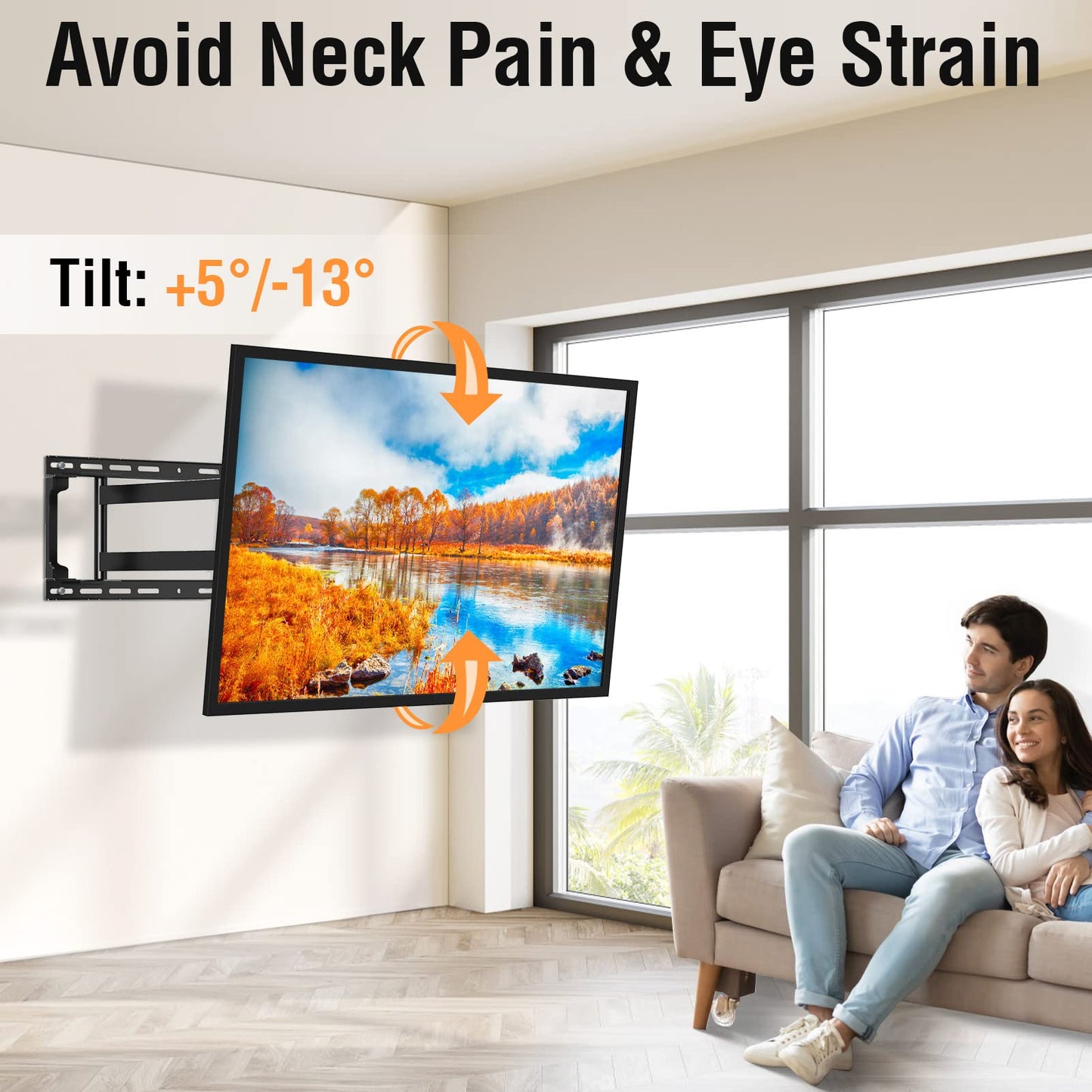ELIVED Long Arm TV Mount for Most 37-75 Inch tv, Full Motion Wall Bracket with 29.5 inch Long Extension Articulating TV Wall Mount, Max VESA 600x400mm, Holds up to 88lbs, fits Wood Studs 12"-24".