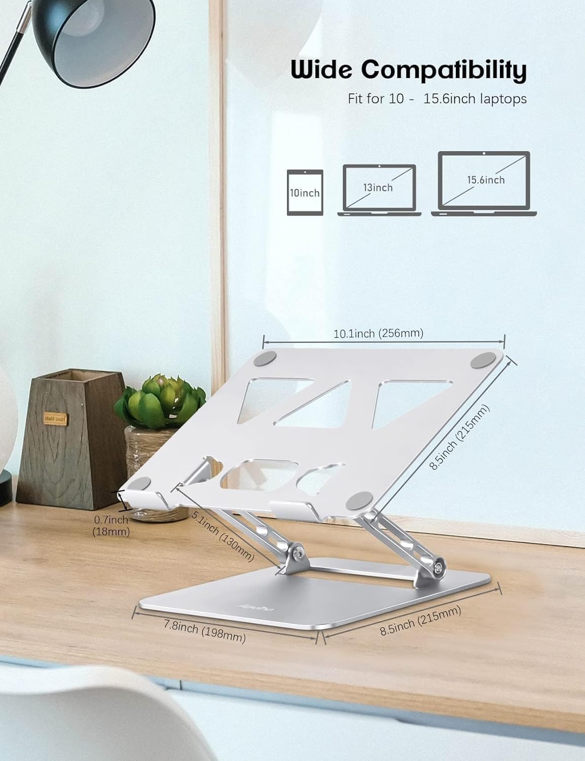 Aoviho 10-15.6 inch, Adjustable Laptop Stand for Desk,Portable Laptop Stand Holder and Riser,Foldable Aluminum Notebook