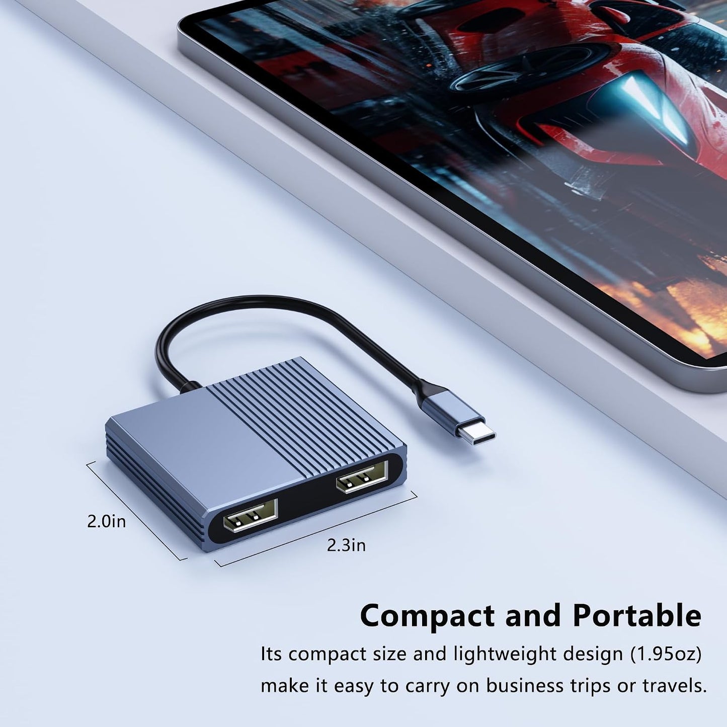 Movcle 4K@60Hz 1 2 USB C to Dual Displayport Adapter for Mac/Dell/HP Laptop, Displayport Splitter in Out for Dual