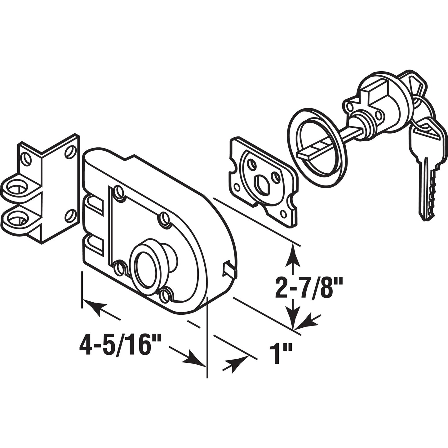 Prime-Line U 9970 Deadlock – Jimmy-Resistant Design Prohibits Forced Entry by Spreading of Door Frames – Single Cylinder Diecast Metal Lock With a Brass Finish and Angle Strike (Single Pack)