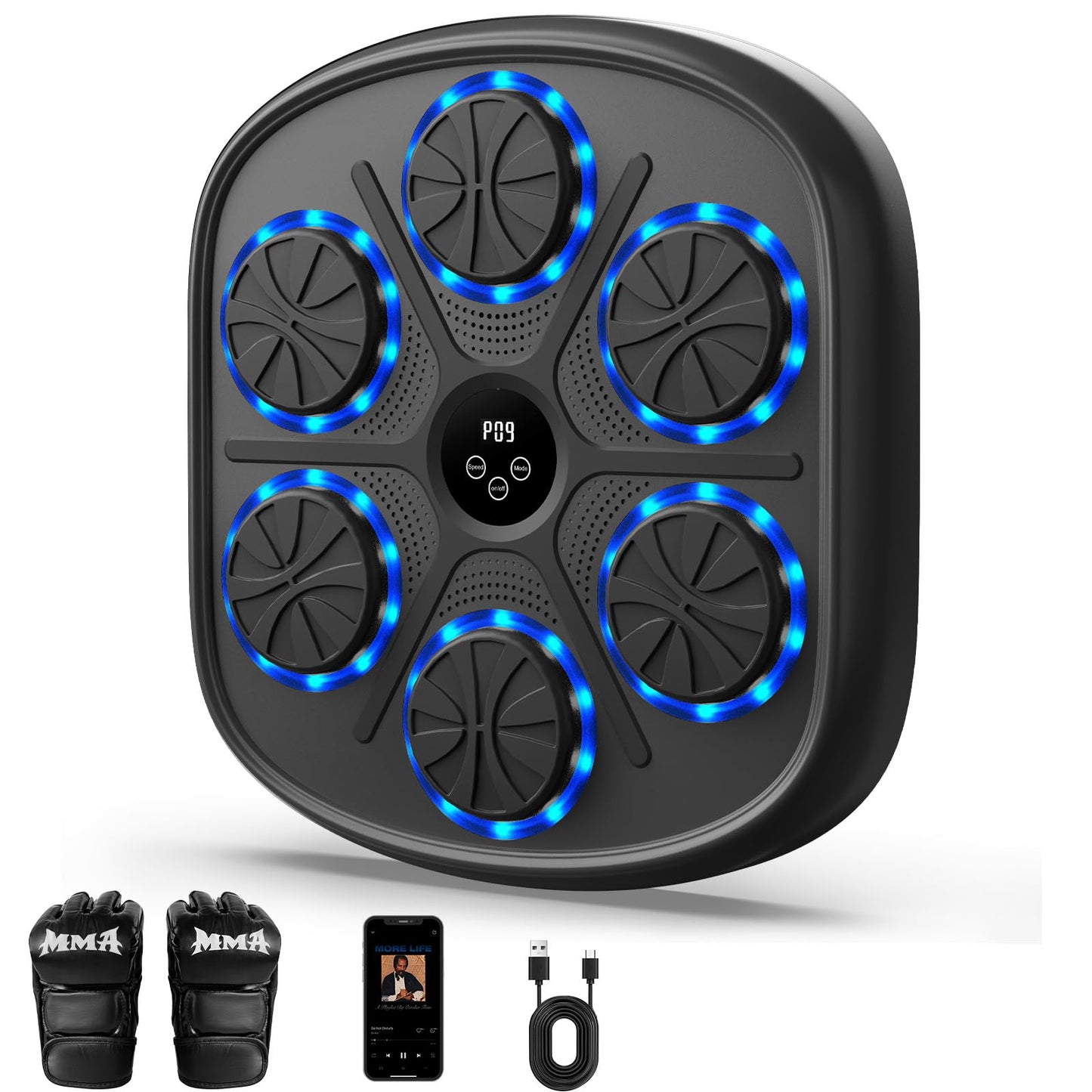 heetipuk Music Boxing Machine for Adults and Kids, Smart Bluetooth Boxing Machine Wall Mounted Music, Adjustable Hitting Sound Volume, Durable PU Material, Fitness/Lose Weight in Home