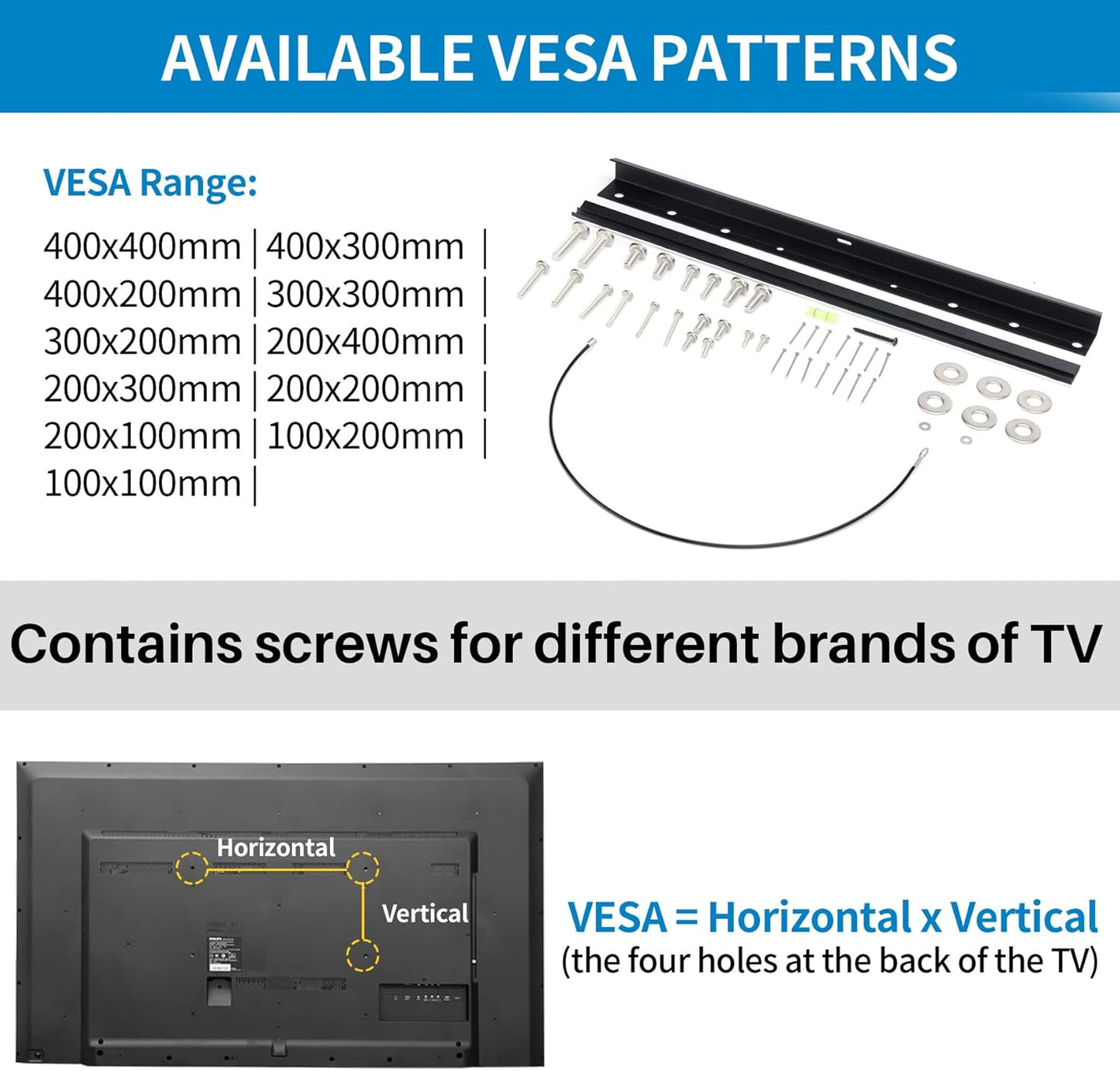 Antimbee 13-55 inch 400x400mm 100 lbs Studless Drywall TV Mount for TVs, No Stud TV Wall Bracket Max VESA up