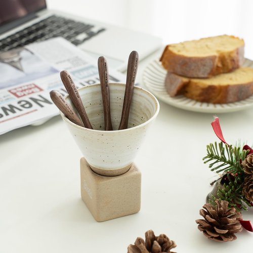 MIGAKU HOME Black Walnut Wooden Spoons, 4pcs Soup Spoons for Eating, Eco-Friendly Japanese Kitchenware Set, Natural Wood Utensils for Cooking Mixing Stirring