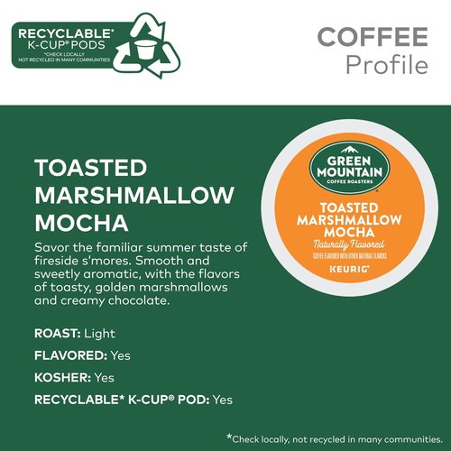 Green Mountain Coffee Roasters K-Cup Pods - Toasted Marshmallow Mocha Light Roast, 96 Count