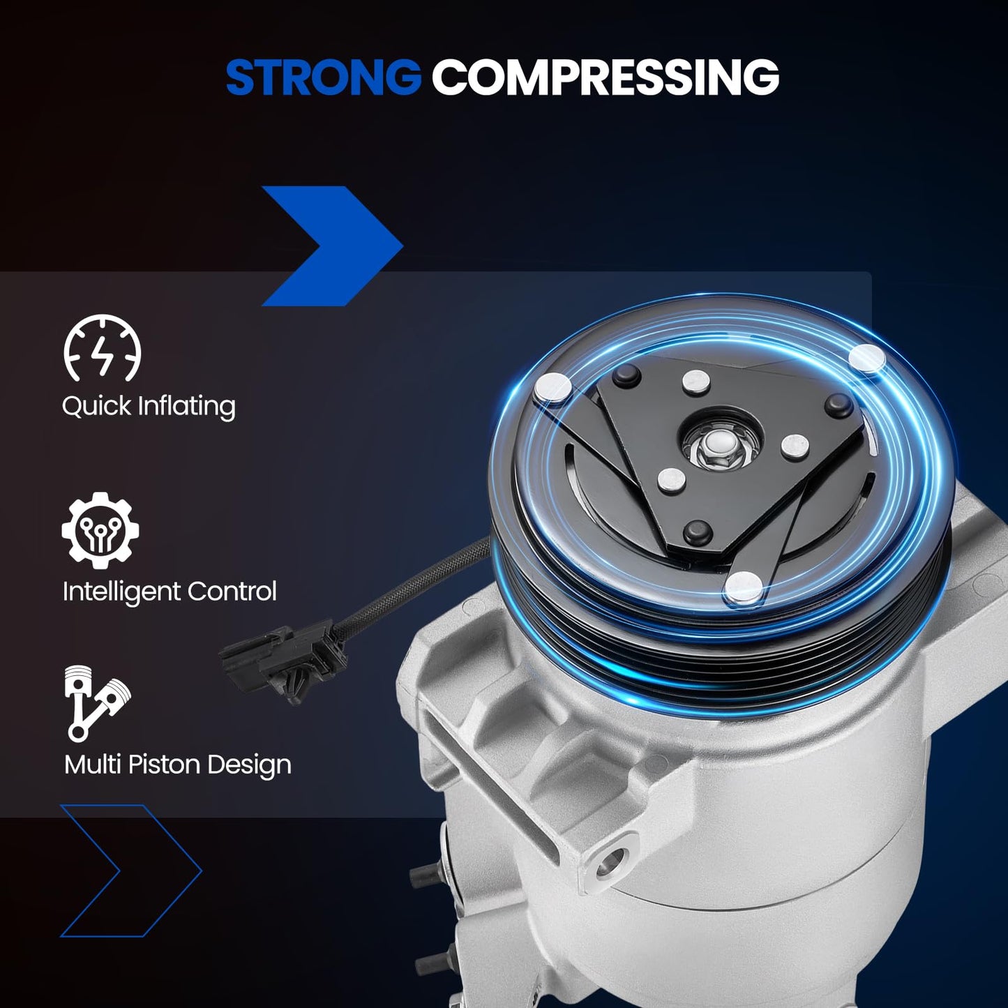 SYKRSS 98465 Air Conditioning A/C Compressor with Clutch Compatible with Chevrolet City Express 2015-2018 2.0L L4, Compatible with Nissan NV200 2013-2020 2.0L L4