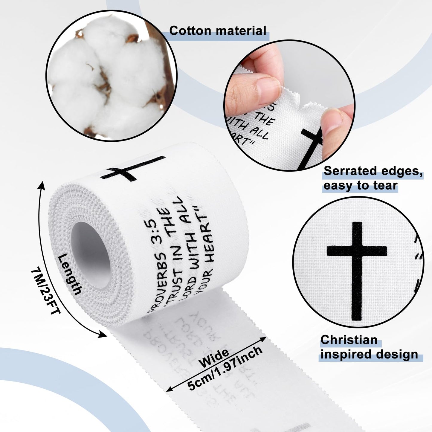 Geiserailie 12 Pcs Christian Cross Athletic Tape Sports Wrist Tape Religious Bible Verses Warp for Soccer Football Athlete Trainers Boxing, Inspirational Christmas Gift for Christian Church