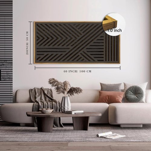 IARTTOP Extra Large Black Wood Wall Art - Framed Geometric Abstract Decor 20x40 Inch for Modern Spaces