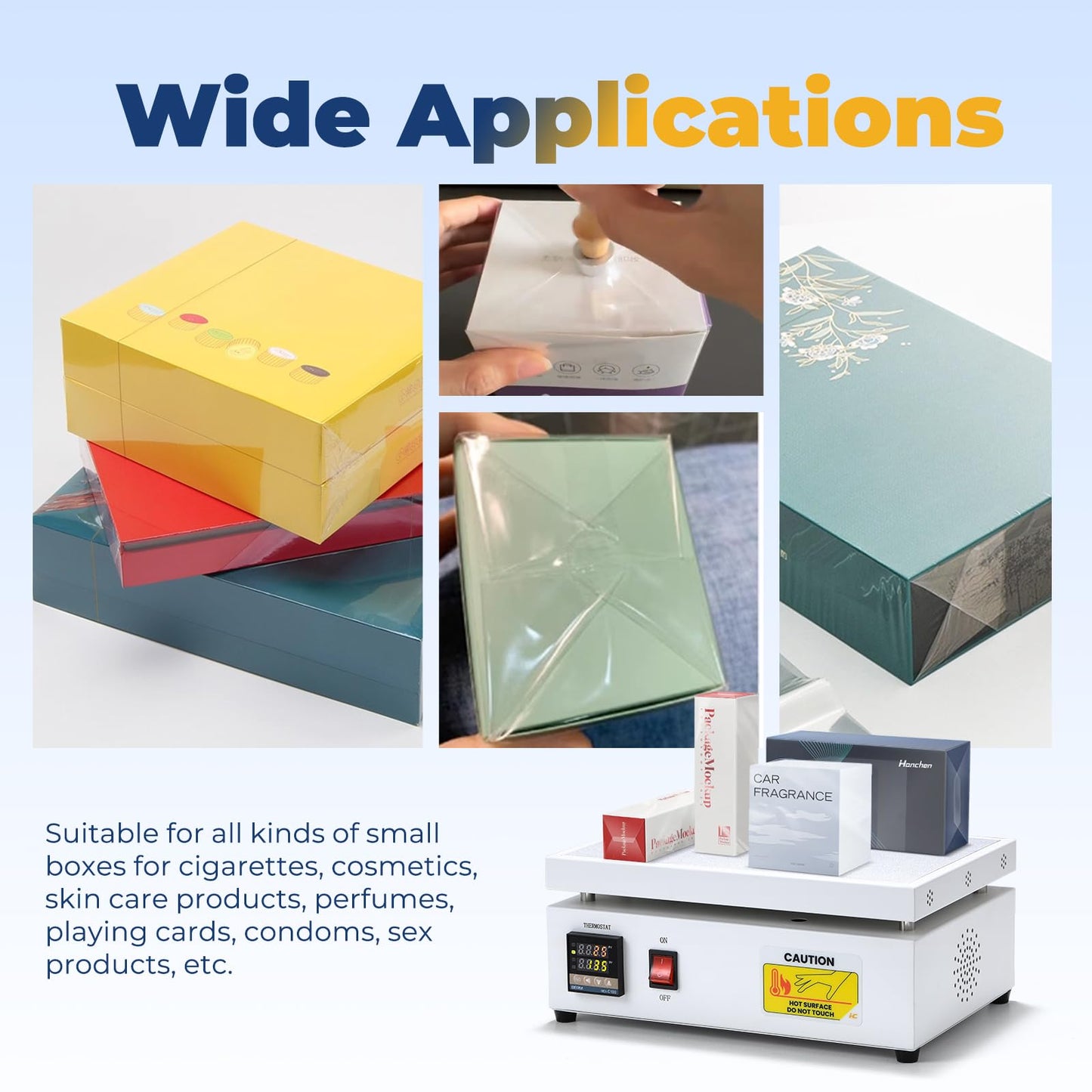 Hanchen Cellophane Wrapping Machine Manual Cellophane Overwrapping Machine Desktop Heating Sealing Machine for BOPP Perfume Cosmetics Poker Box PVC Heat Sealer Film (LS12-300)