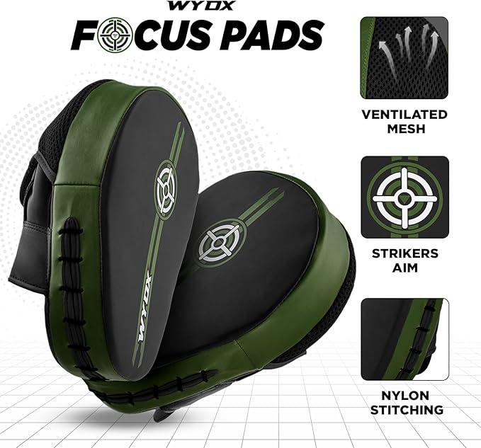 WYOX Curved Focus Mitts for Boxing & MMA | Durable PU Leather Punching Pads with Adjustable Strap | Ideal for Muay Thai, Kickboxing, Martial Arts Training – Hand Target Strike Shield for Men & Women