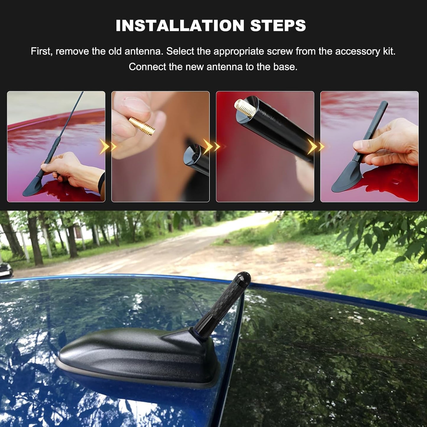 Gdnecad 1.37 Inch 3.5 CM) Car Short Antenna, Mini Aluminum Alloy Car Aerial Antennas for AM/FM Radio Reception, Stubby