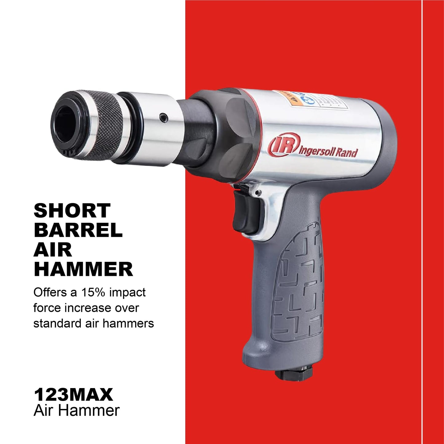 Ingersoll Rand 123MAX Vibration Reduced Air Hammer, 3,530 BPM, 2-5/8" Stroke, Round Shank