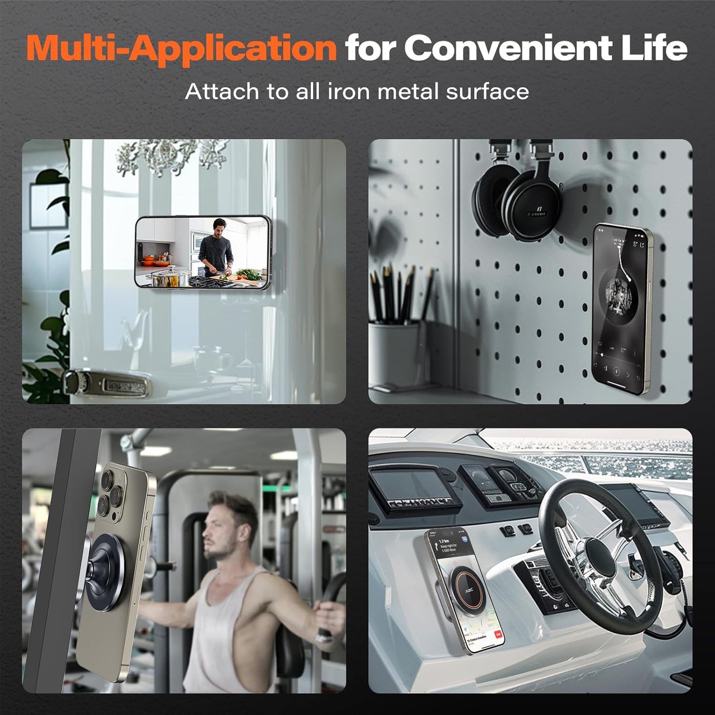 A2C N54 17 16 15 14 13 12 All-Metal Gym Magnetic Phone Holder for MagSafe,High-End Workout Essentials for Men