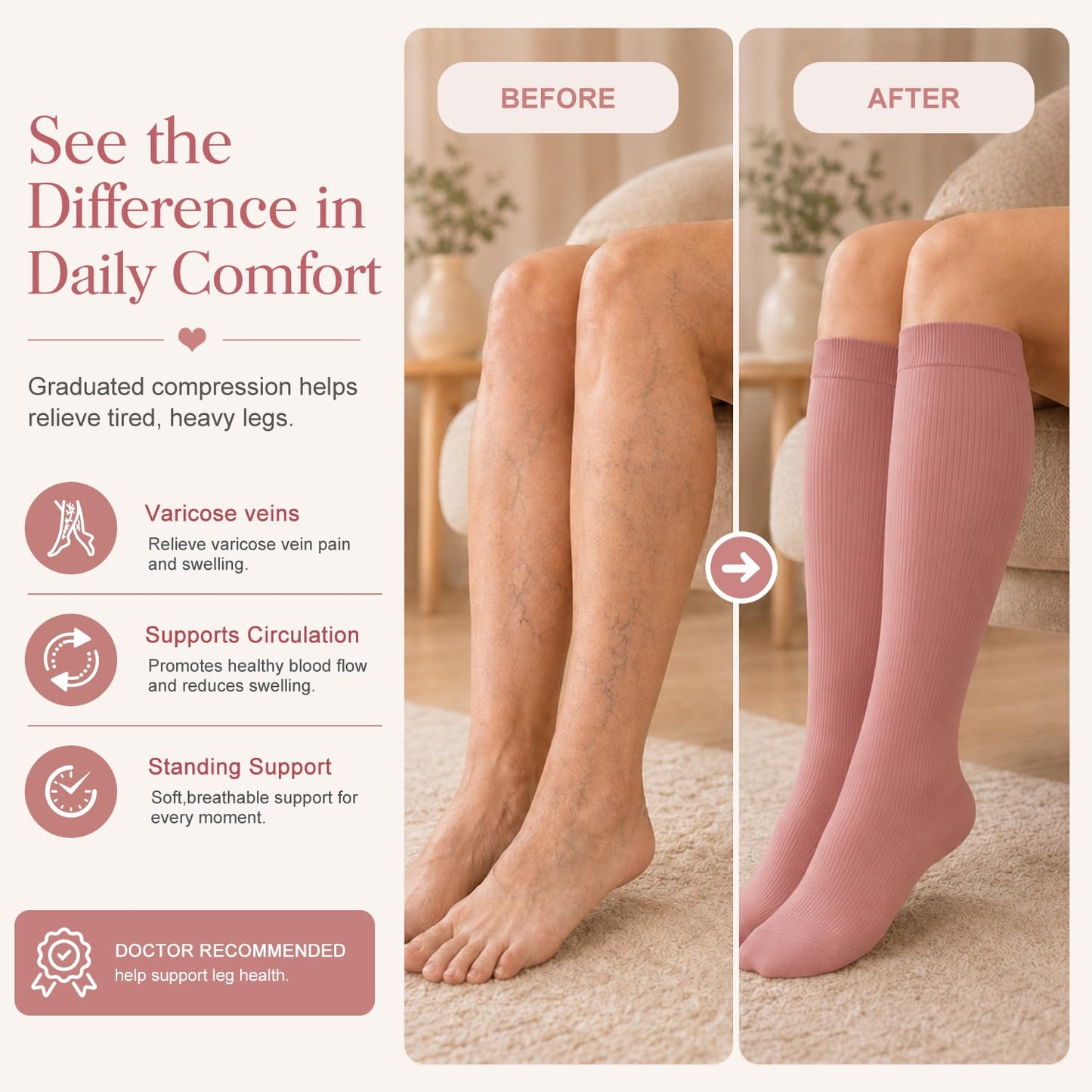 Laite Hebe 4 Pairs-Compression Socks for Women&Men Circulation-Best Support for Nurses,Running,Athletic