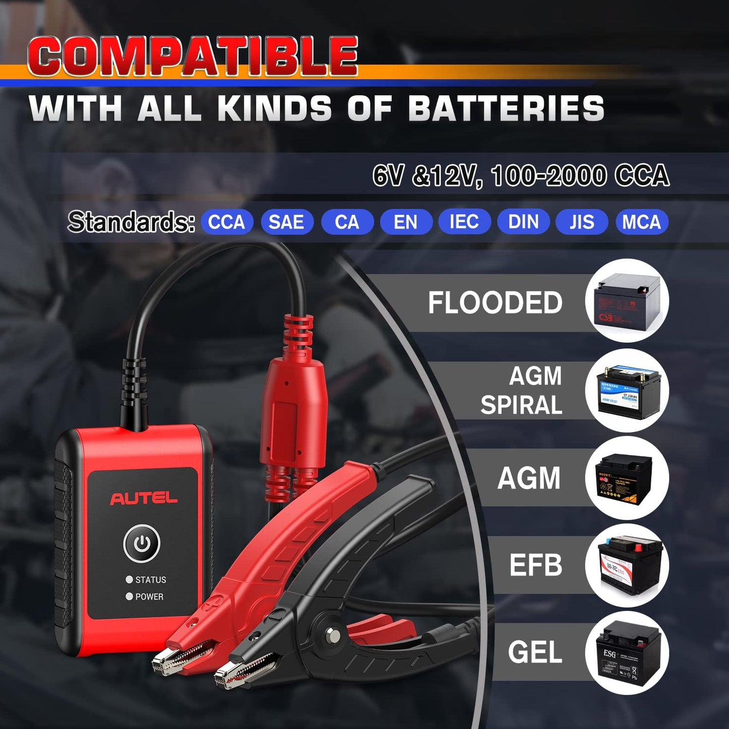 Autel MaxiBAS BT506 Battery Tester, 6V 12V 100-2000 CCA Auto Battery Test Tool, Cranking Charging Electrical System Analyzer, Top Accuracy Adaptive Conductance, in & Out-of-Vehicle Test for All Cars