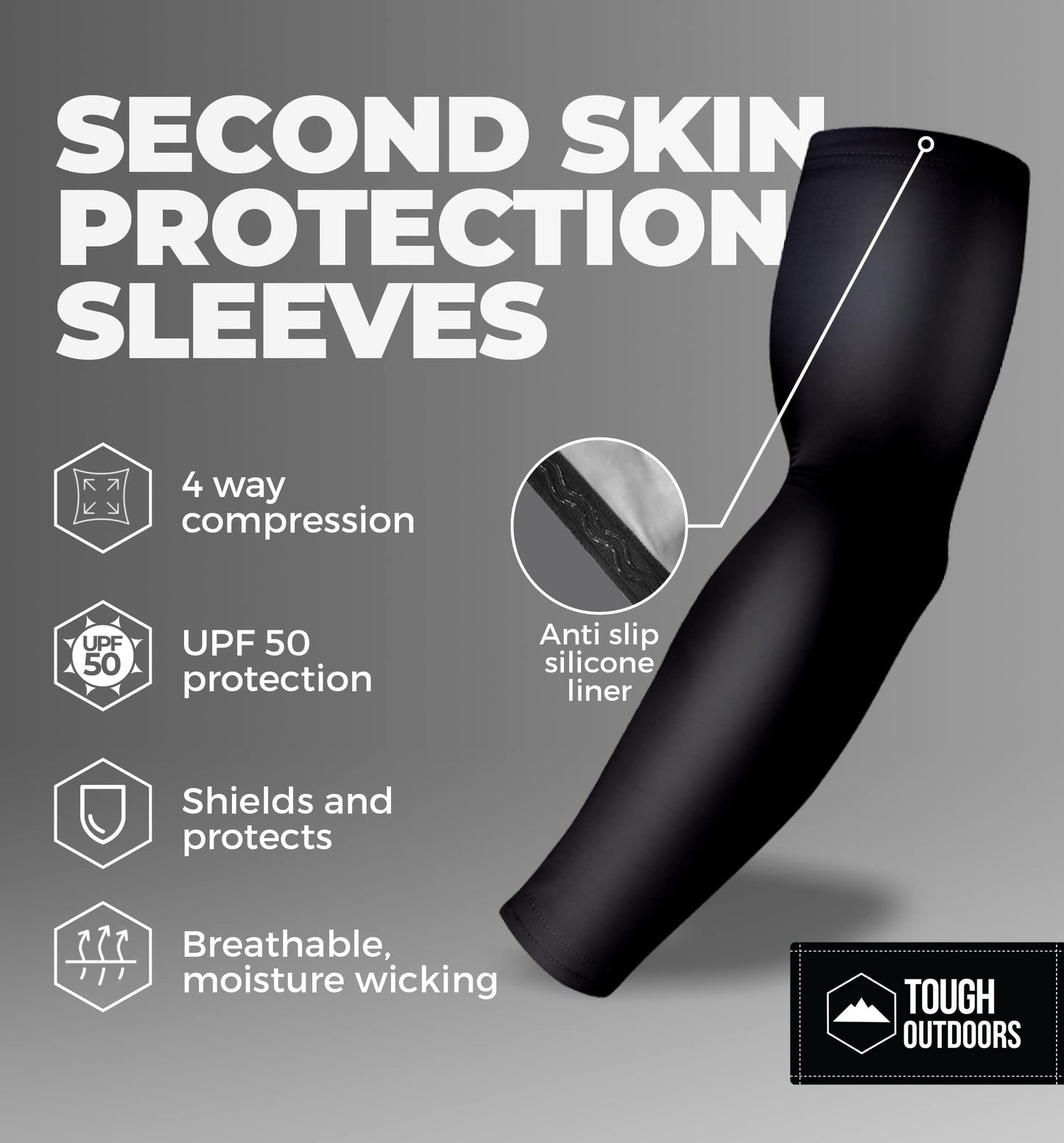 Tough Outdoors Baseball Arm Sleeve Youth & Adults - Compression Arm Sleeves for Kids Boys & Girls Men & Women - Football