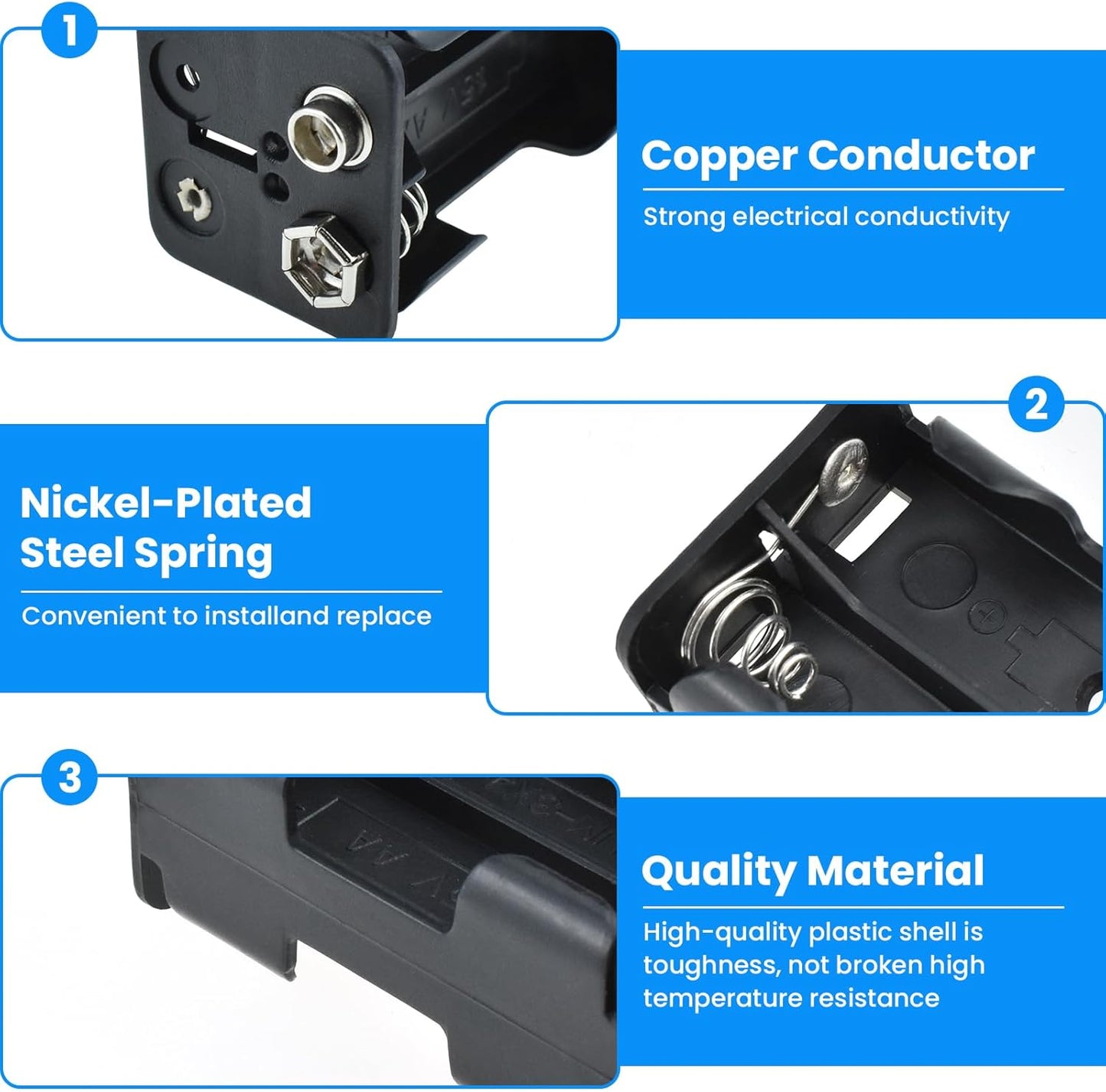 SDTC Tech 2-Set 4X 1.5V 6 AA Battery Holder and I Type Snap Connector Kit Volt Thicken Plastic Battery Case Box