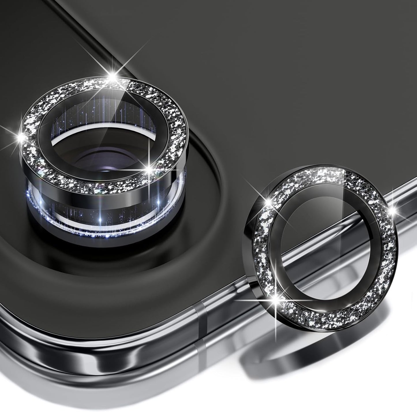 9H BERFY Camera Lens Protector for iPhone Air, Glitter Bling Aluminum Alloy Metal Ring, Tempered Glass Camera Cover