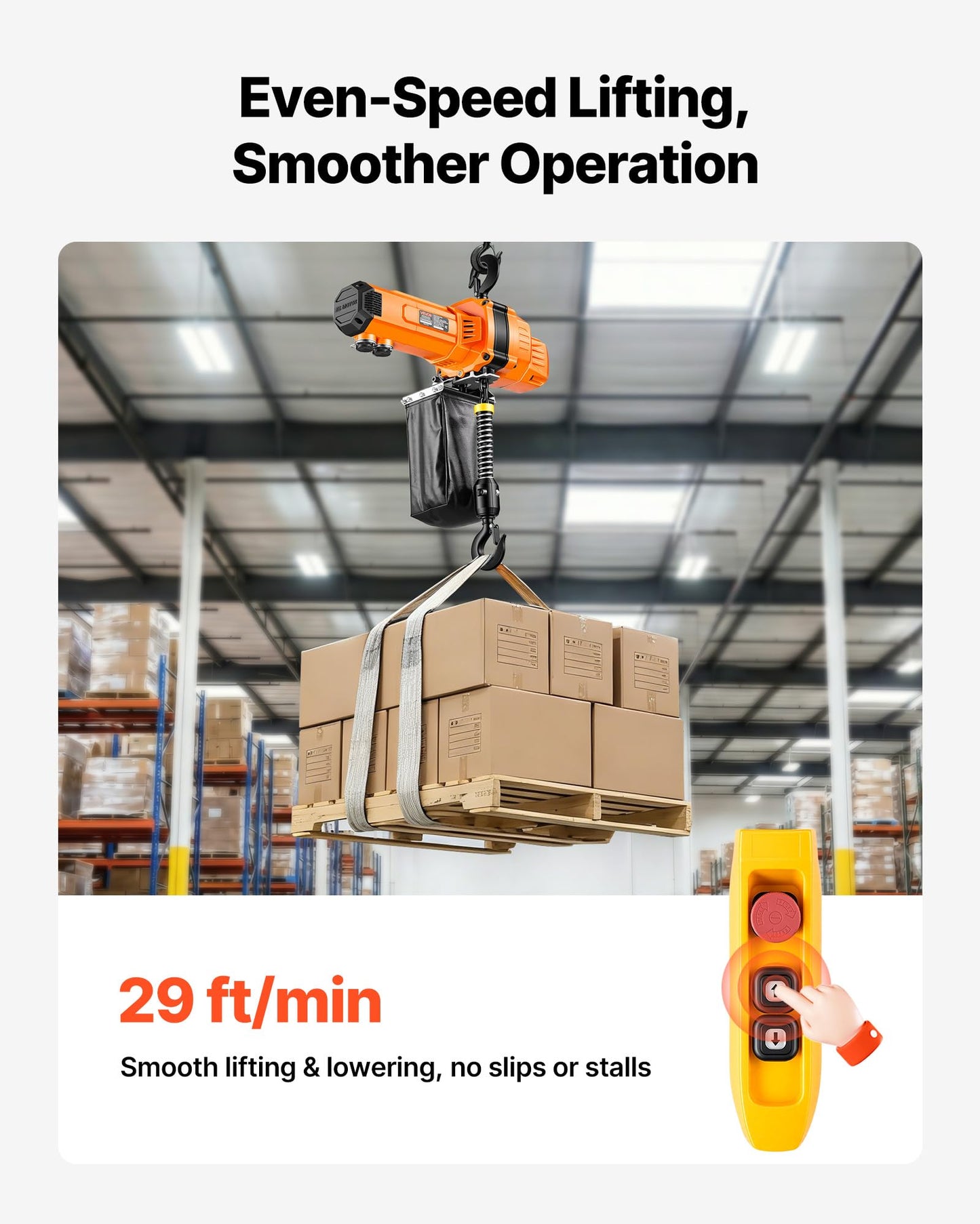 VEVOR 2200 lbs Electric Chain Hoist, 10 ft Lifting Height, 120V Single Phase Overhead Crane with 10 ft Wired Remote Control, G100 Chain Electric Lift Hoist for Factories, Warehouses, Garages