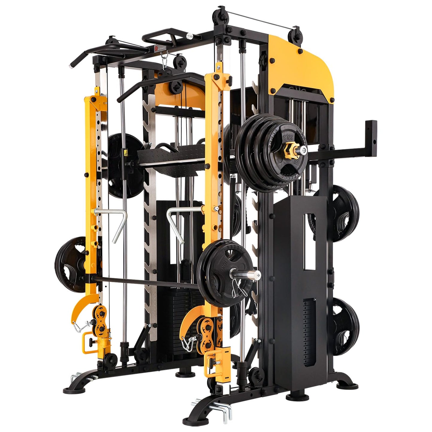 Altas Strength 3061B Smith Machine with Adjustable Lever Arms, 2:1 Pulley Ratio All-in-One Home Gym System, Commercial Grade Squat Rack with Dual 440lbs Weight Stacks & Attachment (Safe Solo Training)