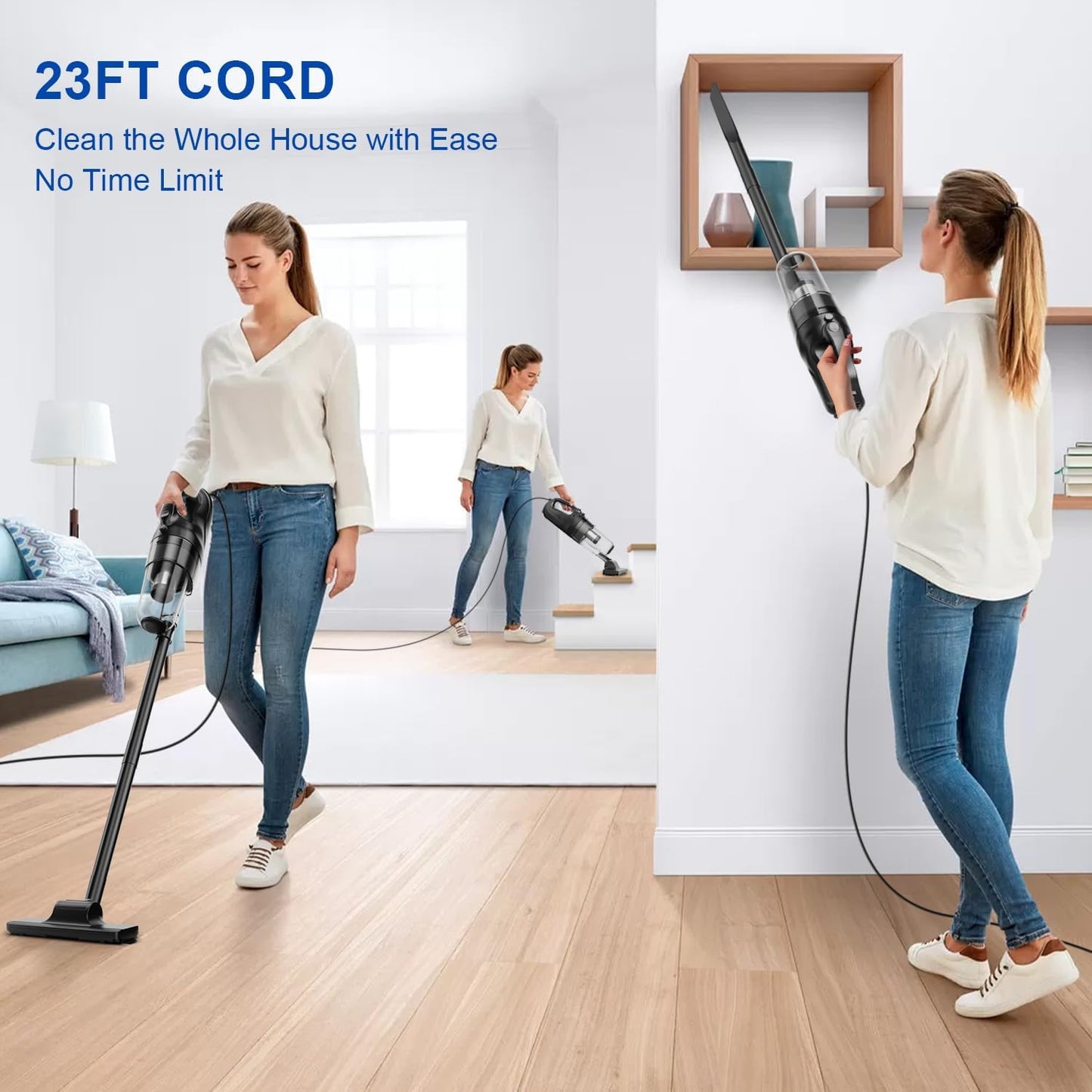 SOWTECH Corded Vacuum Cleaner - Powerful Lightweight Stick Vacuum for Hardwood Floors | 23Ft Long Cord