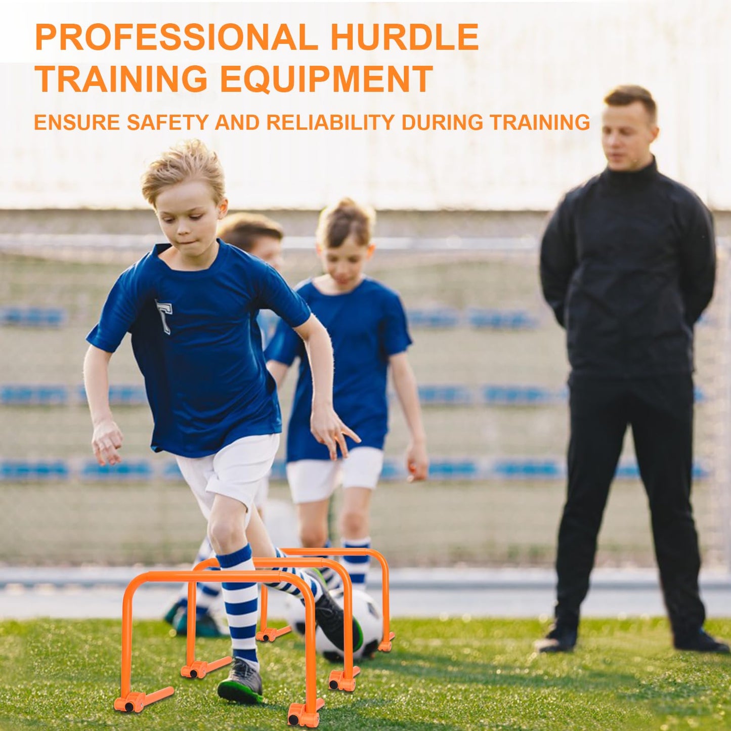 Hikeen Agility Speed Training Hurdles, Adjustable Agility Training Hurdles for Football, Basketball, Soccer Hurdles Training Equipment Set of 6, with 12 Marker Cones, 1 Storage Bag