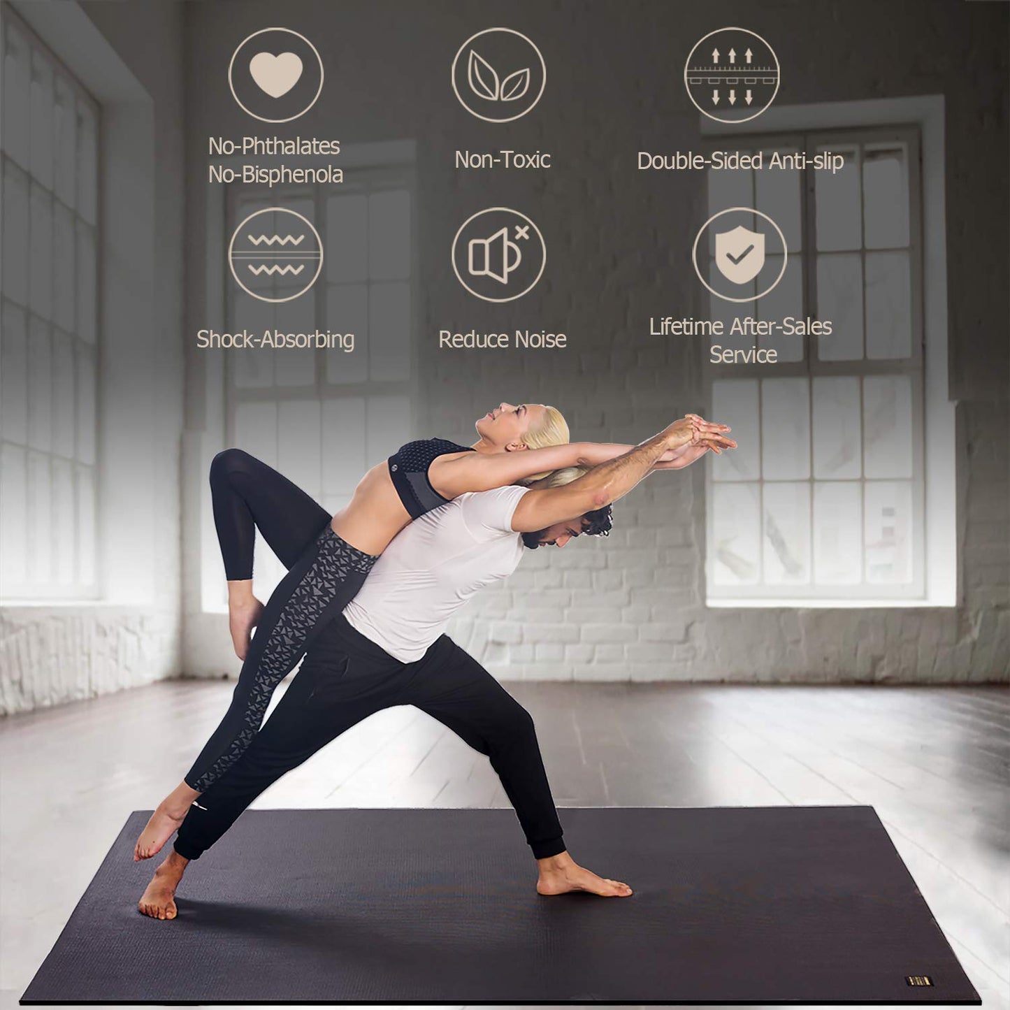 GXMMAT Large Yoga Mat 6'x4'/6'x6'/7'x5'(7mm/9mm), Extra Thick Workout Mats for Home Gym Flooring,Ultra Comfortable Non-Slip Quick Resilient Barefoot Wide Exercise Mat for Pilates,Stretching,Meditation