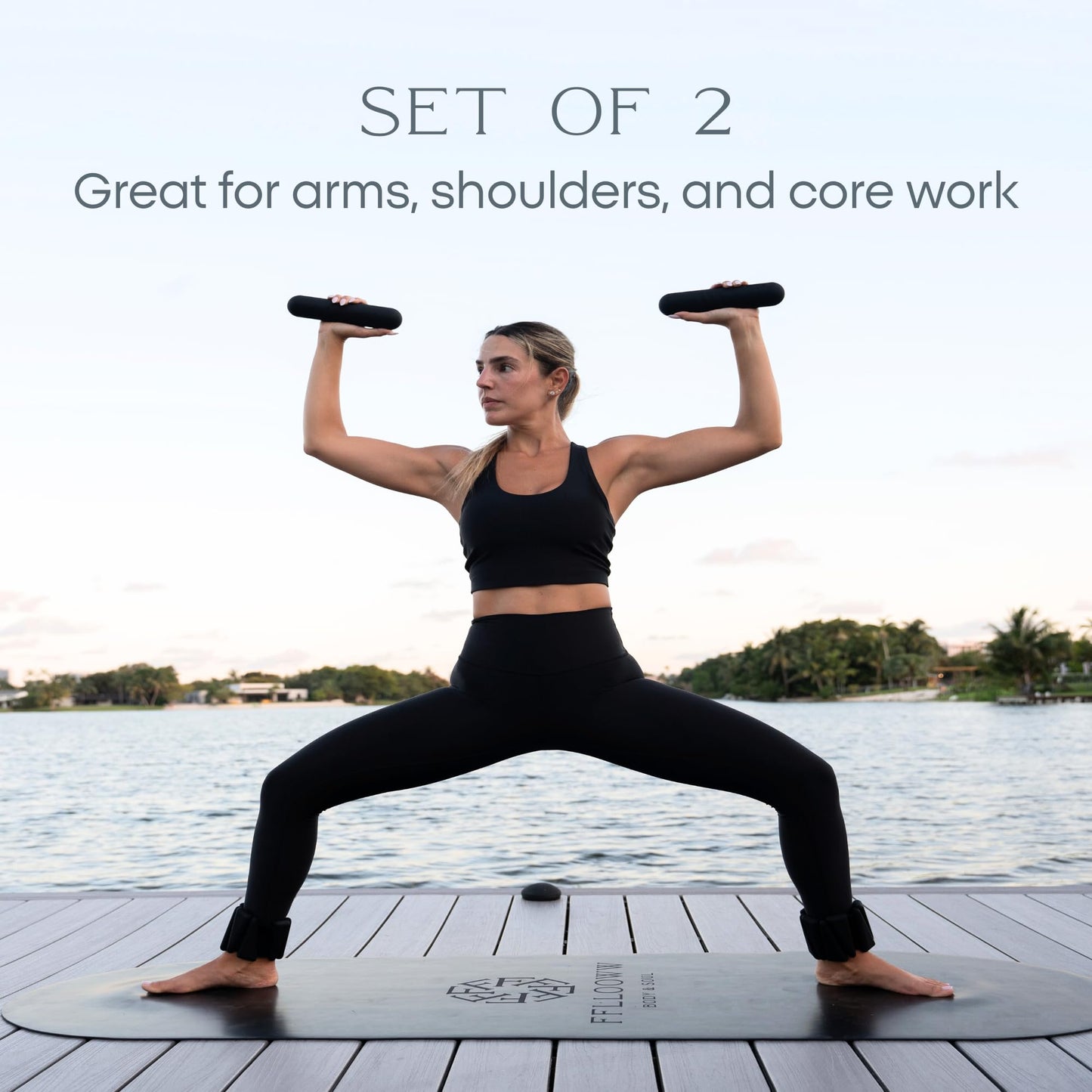 FFLLOOWW 4.4 lb Dumbbells for Training, Exercise & Home Workouts – Yoga, Pilates, Sculpting, Toning & Strength (Set of 2)