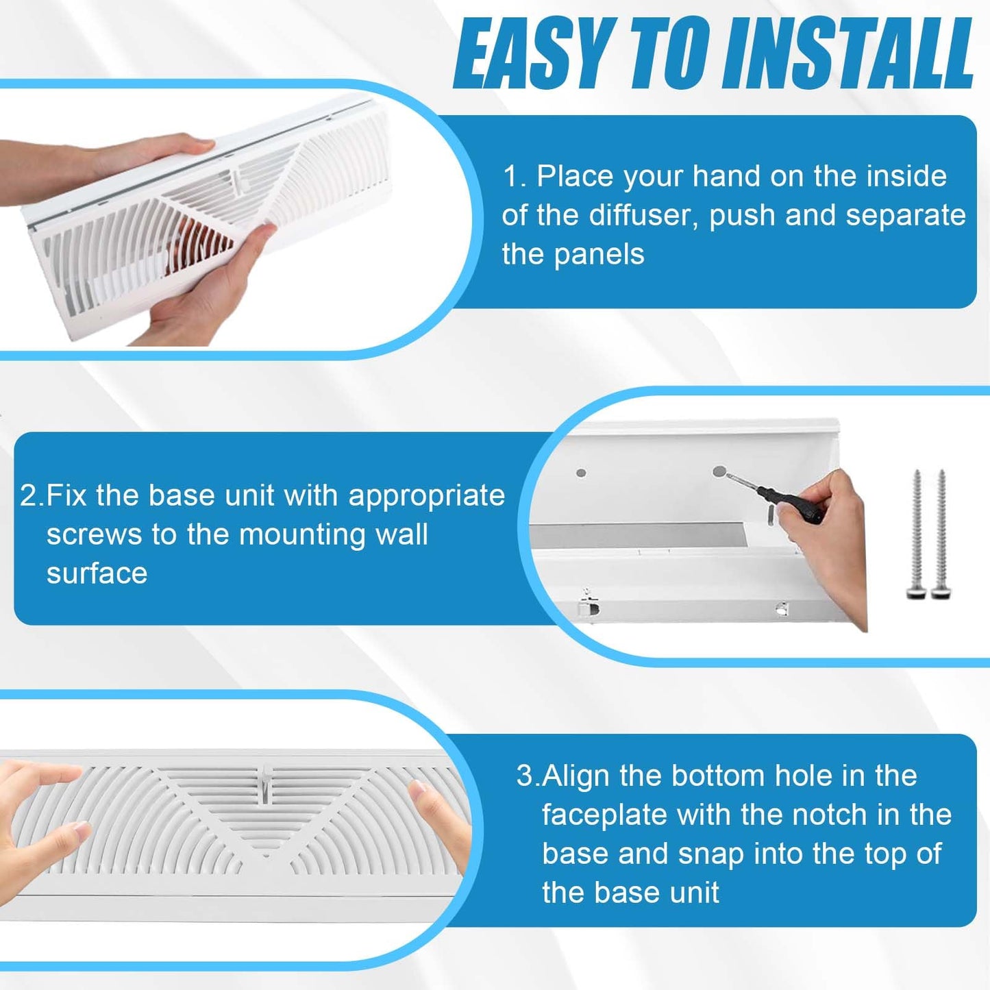 12 Pcs 18 Inch White Baseboard Register(Duct Opening Size), Upgraded Baseboard Air Diffuser for Home Floor Wall Baseboard Vent Covers