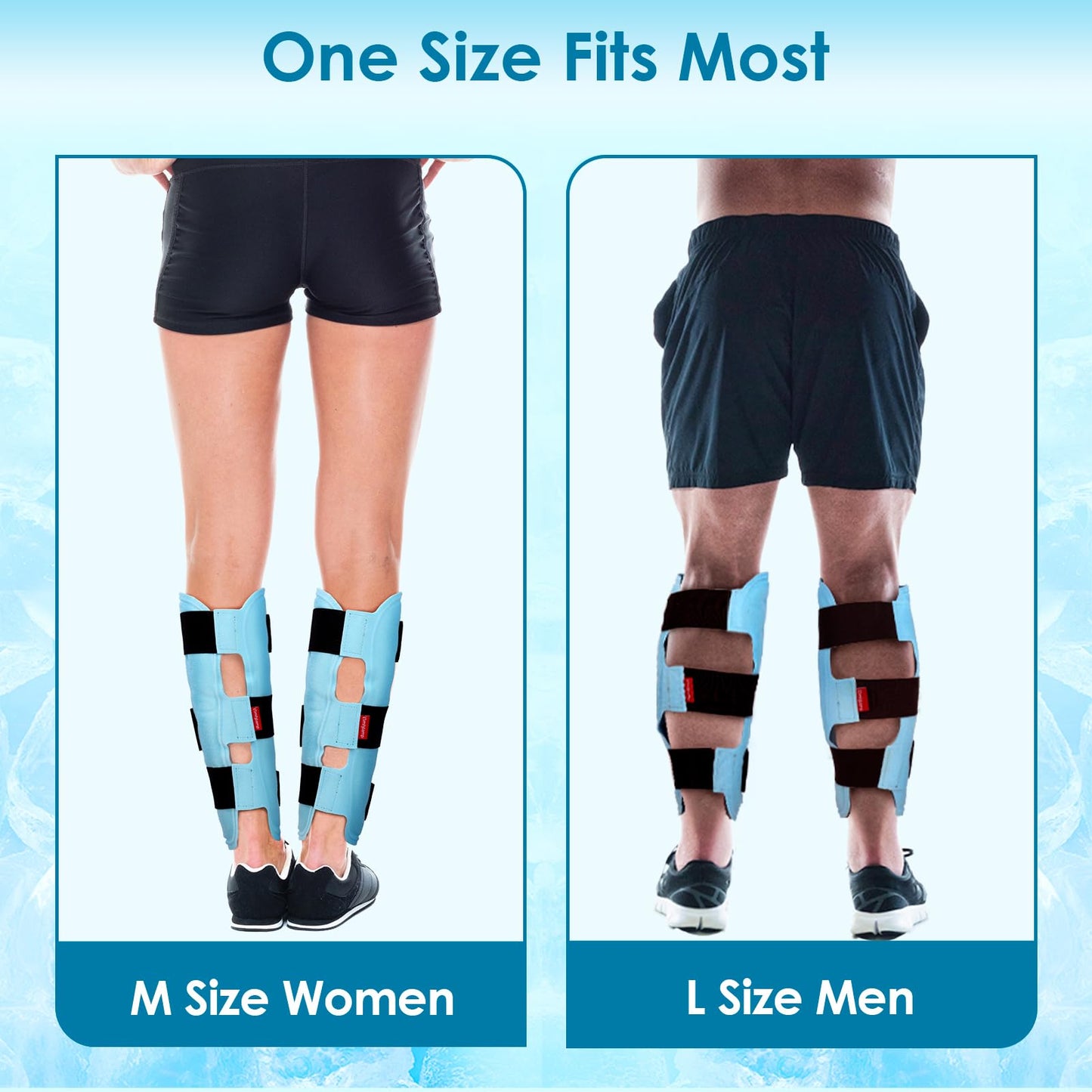 Comfytemp Calf Shin Splint Ice Packs for Injury Reusable, Elbow Gel Pad Wrap, Hot Cold Compression Freeze Sleeve for Swelling, Tendonitis, Knee, Leg, After Surgery, 2 Packs, S - M