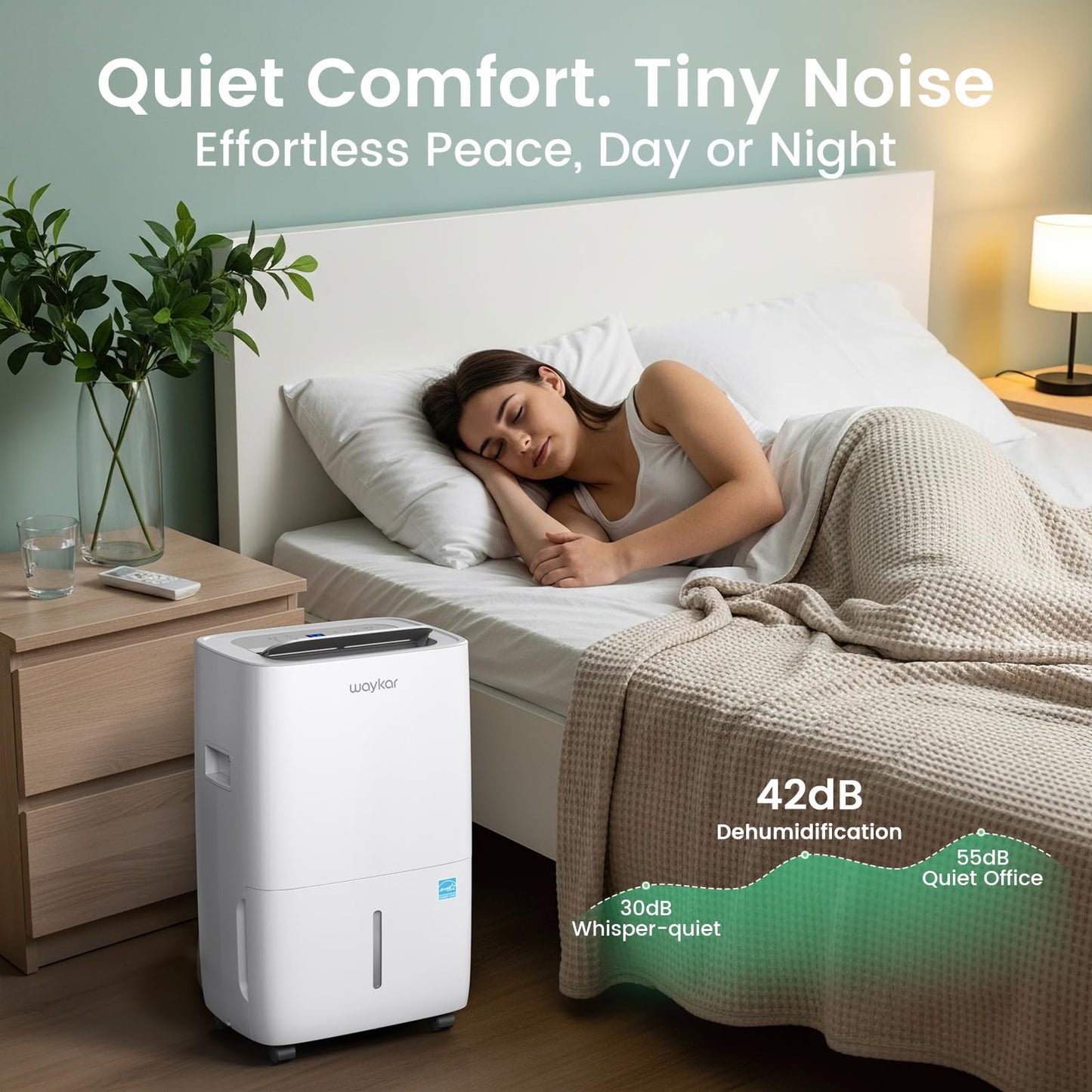 Waykar 120 Pints Energy Star Dehumidifier for Spaces up to 6,000 Sq. Ft at Home, in Basements and Large Rooms with Drain Hose and 1.14 Gallons Water Tank