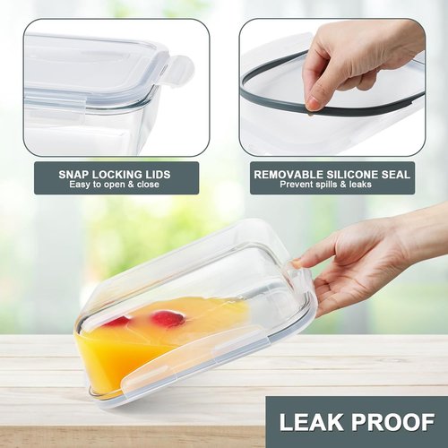 KOMUEE Large Glass Food Storage Containers Set - 4 Pack, Airtight, BPA-Free, Oven & Microwave Safe