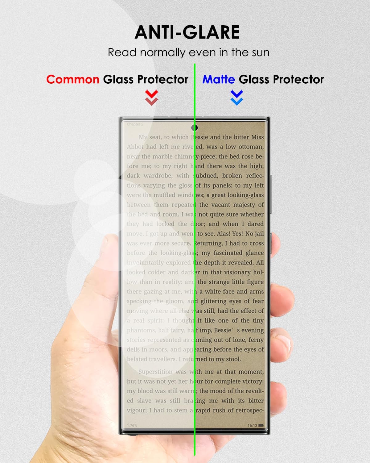 Akcoo S22 3 Pack, Set, 9H Matte Screen Protector for Samsung Galaxy Ultra - Tempered Glass UV Anti Glare