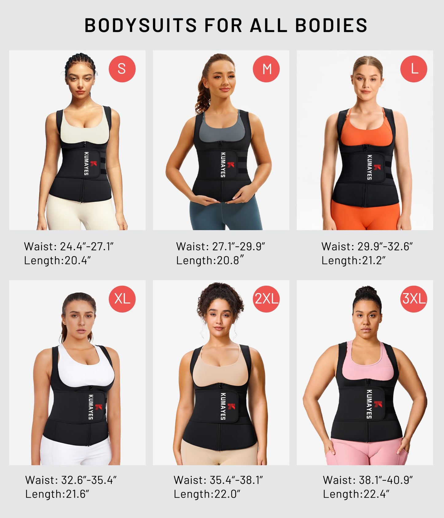 KUMAYES Womens Waist Trainer Corset Sauna Sweat Suit for Women Trimmer Workout Belt Corset Vest Body Shaper Shirt Band Black