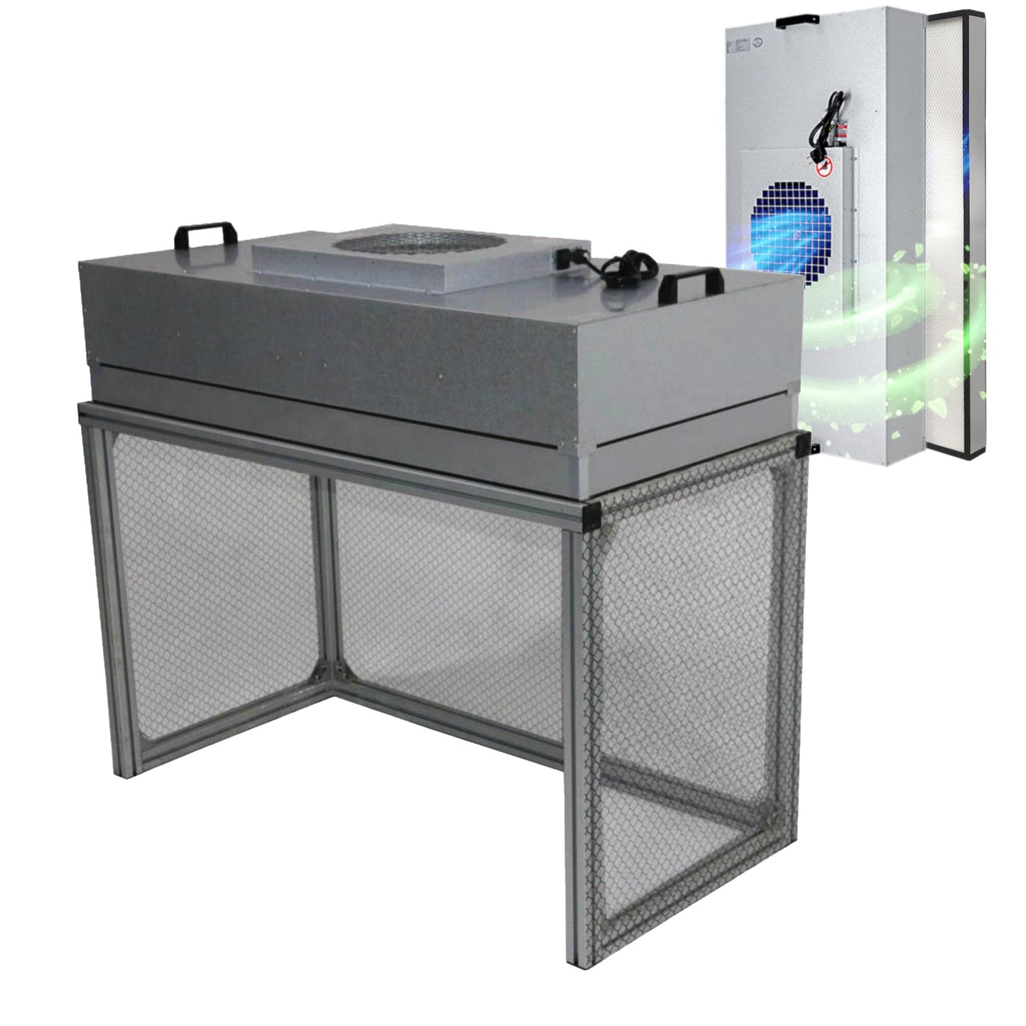 IntXanth Laminar Flow Hood FanFilter Unit, Flow Hood w/ H14 HEPA Filter & Fan (1000m³/h), 47.2" x 23.6" x 29", 110V Air Flow Clean Room Workstation for Students Biology Lab