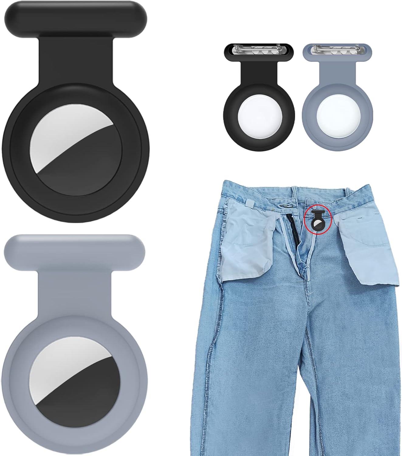 Fzemnn 2 Pack Holder Case Tracker, Silicone Hidden GPS Kid Holder with Invisible Pin, Anti Lost Case Cover