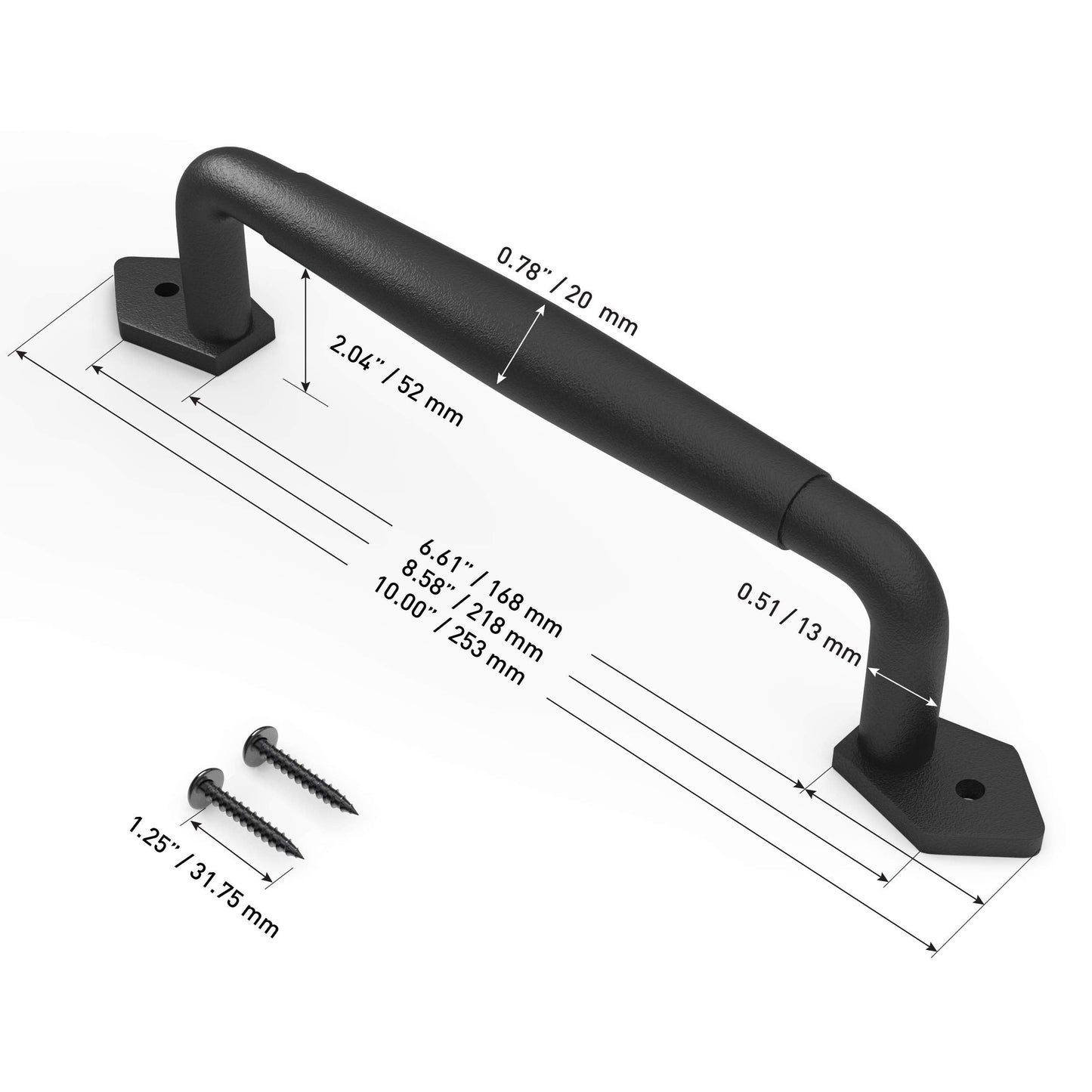 VivaLight 2-Pack 10 Inch Diamond Tapered Barn Door Handle - Black Cast Iron Pull for Sliding Doors, Gates, Sheds, Fences, Closets - Indoor Outdoor Farmhouse Hardware