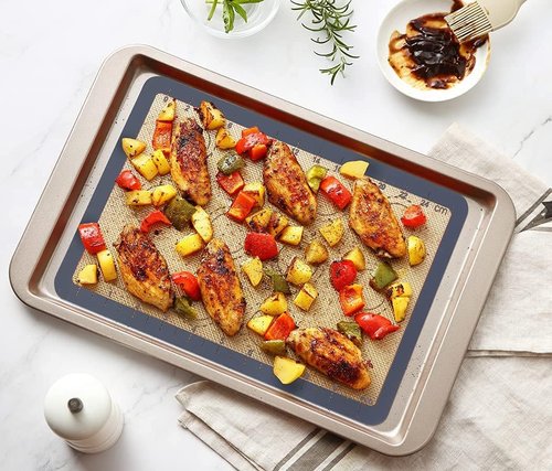 GUANCI Silicone Baking Mat Set of 4 - Non-Stick, Reusable Bakeware for Pizza, Macarons, Cookies | Grey