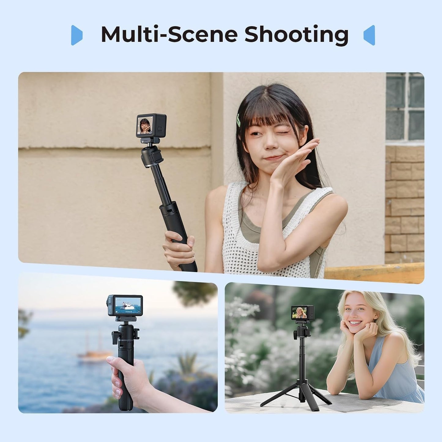 SMALLRIG 7.8-21.6in 360 5 Pro/4, 1/4-20" 13/12/11, 5435 Action Camera Selfie Stick Tripod, Extendable, Ball Head, Cold