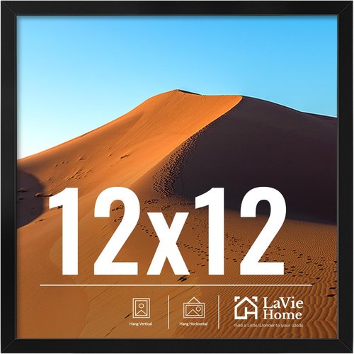LaVie Home 12x12 Black Picture Frame - HD Plexiglass Display Frame for Vertical or Horizontal Use