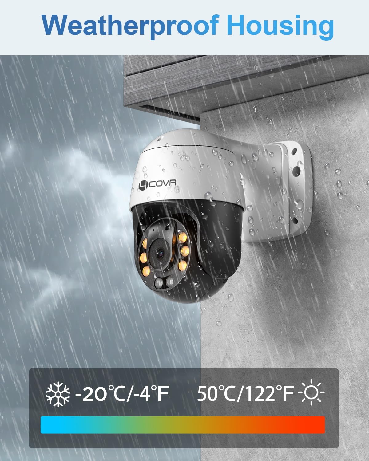 4COVR PoE PTZ Security Camera System, 350ｰ Pan 90ｰ Tilt 3X Digital Zoom, 4X 5MP PoE IP Camera, 8CH 4K NVR & 2TB HDD, AI Human Vehicle Detection, Smart Color Night Vision, Two Way Audio, LYM2XP5M0804