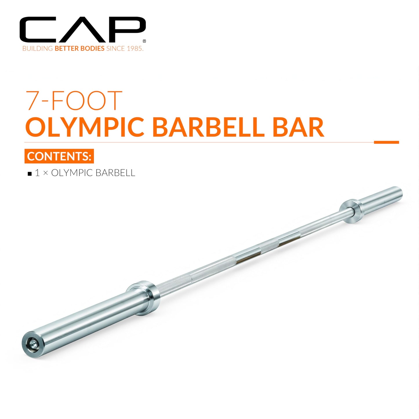 CAP Barbell 44 lb Olympic 7 ft Bar, 28mm Grip Diameter, Bronze Bushings, Chrome