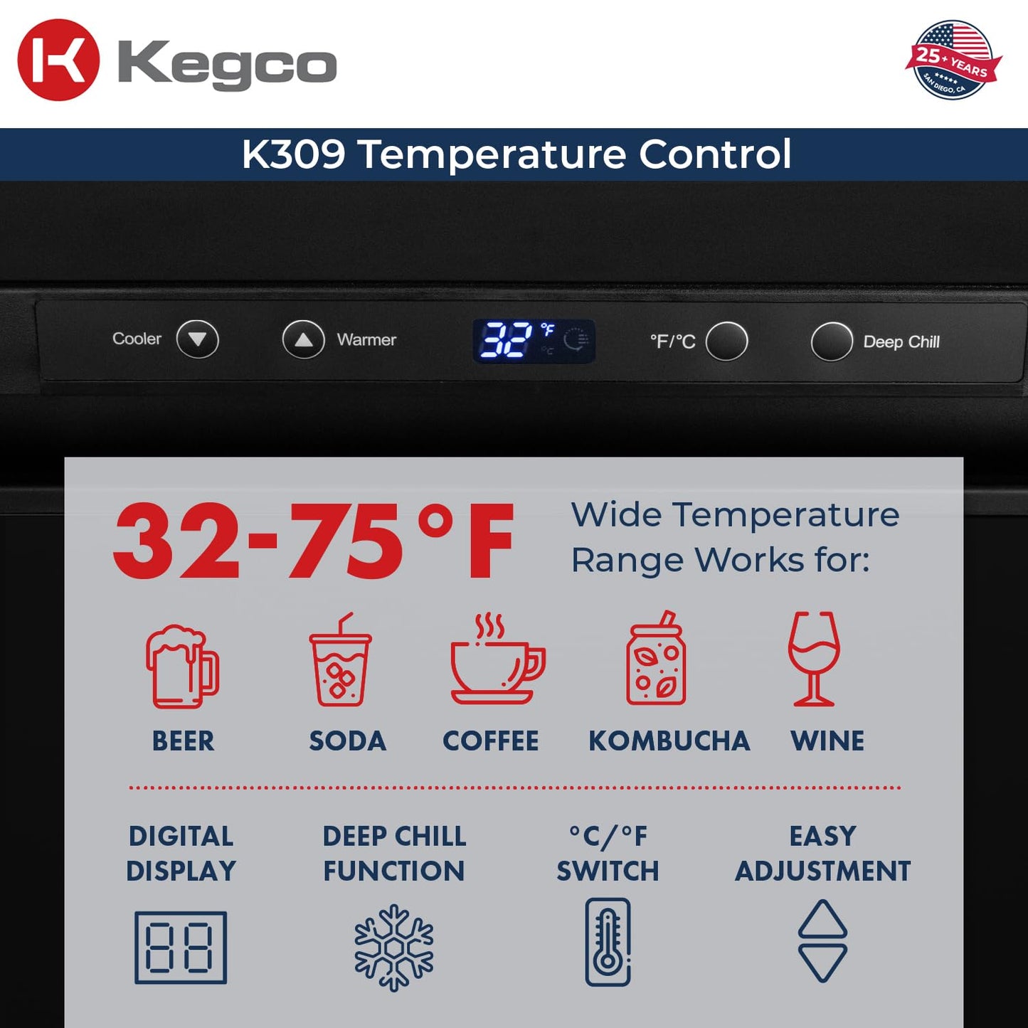 Kegco HBK309X-3 Keg Dispenser, 3 faucet without kegs Black Stainless Steel