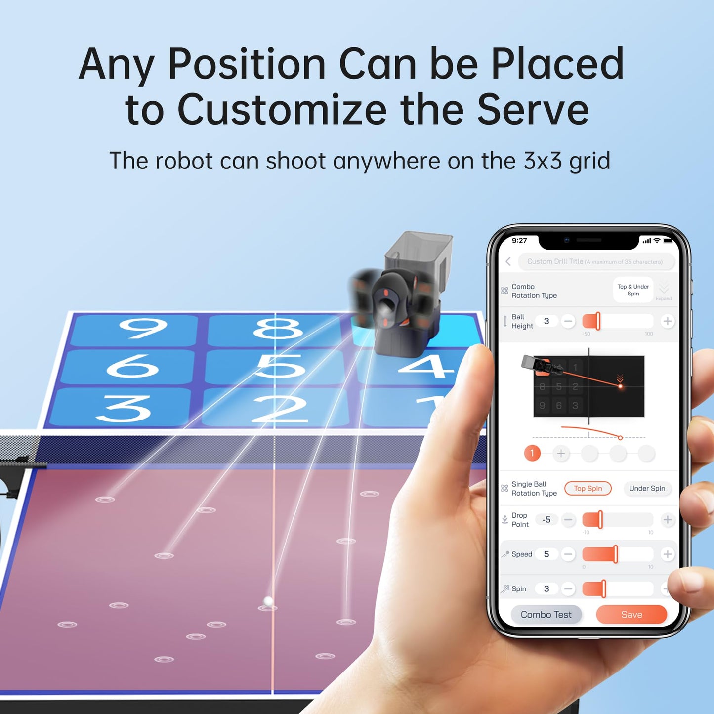 PONGBOT Table Tennis Robot: APP Control 264 Drills, Portable Ping Pong Machine with Spin/Speed Customization, 150-Ball Capacity for Solo Training & Coaching