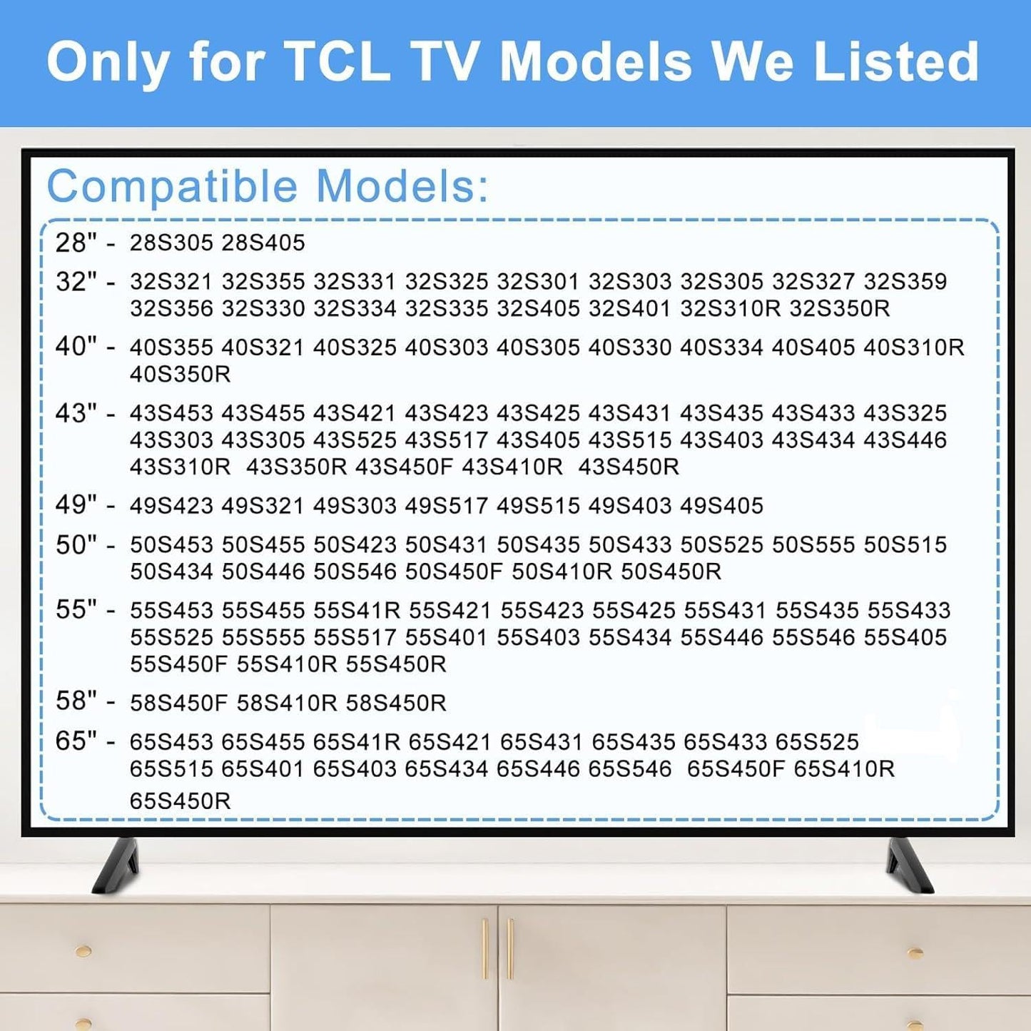Maozhren 28" 32" 40" 43" 49" 50" 55" 65" 55S401 50S546 50S423 43S431 40S325 28S405 TV Legs for TCL Roku TV Stand Legs