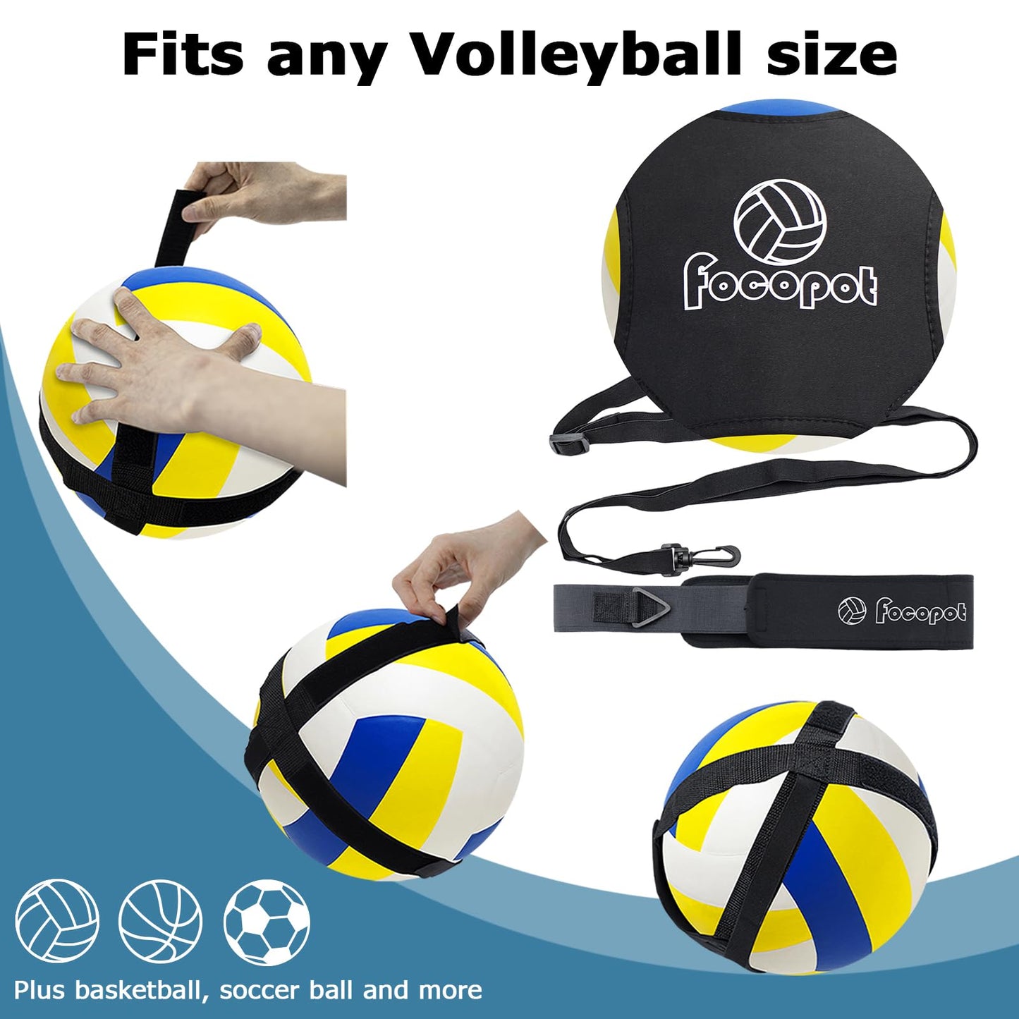 focopot Volleyball Training Equipment Aid,Solo Volleyball Trainer to Practice Serve, Spike, Set and Pass,Perfect Volleyball Trainer Gift for Beginners & Pro