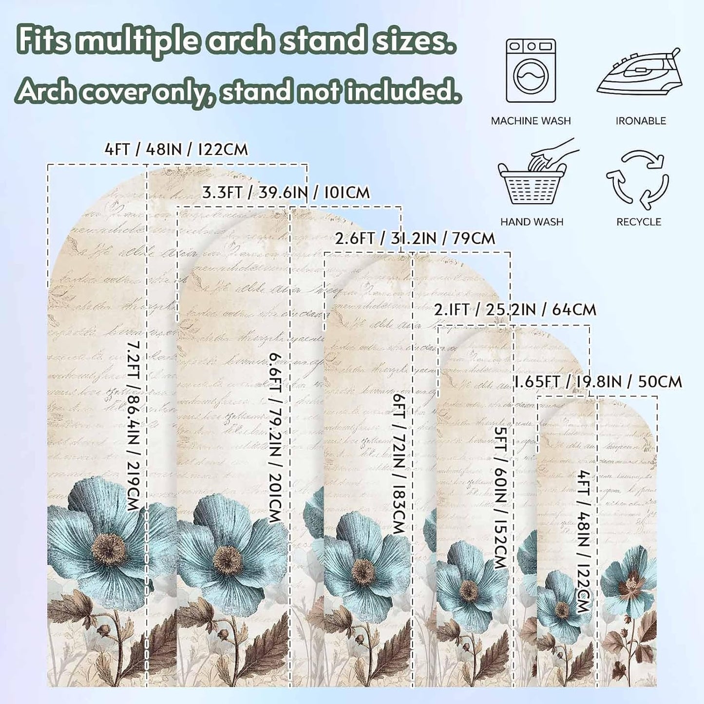 Duskova Living 4 Rustic Blue Arch Backdrop Cover FT, Broccoli Flower Leaf Farmhouse Vintage Brown Wedding Arch Cover