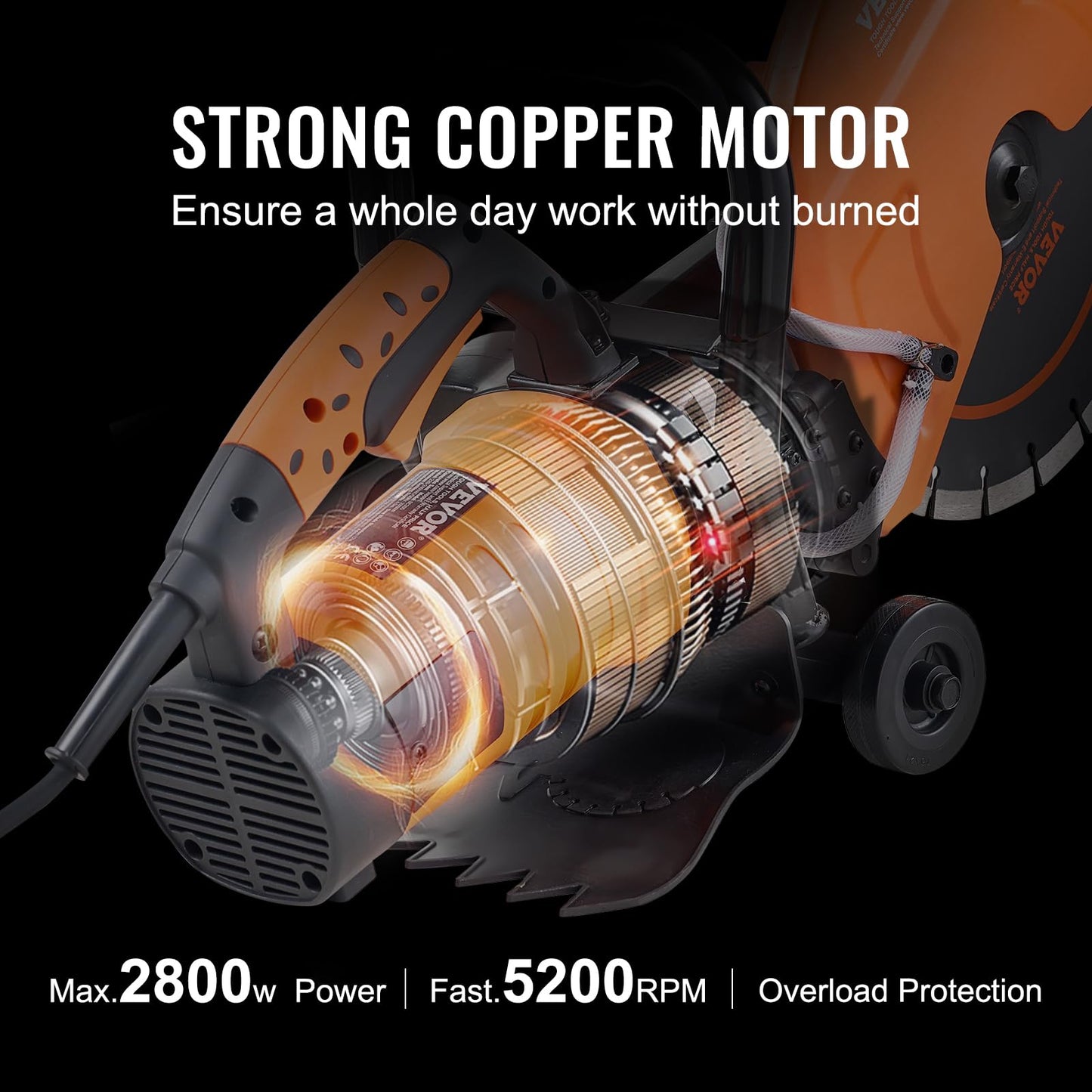 VEVOR Electric Concrete Saw, 12 in, 1800 W Motor Circular Saw Cutter with Max. 4.5 in Adjustable Cutting Depth, Wet Disk Saw Cutter Includes Water Line, Pump and Blade, for Stone, Brick