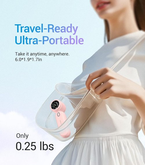 Diveblues Handheld Turbo Fan - USB Rechargeable Portable Pocket Fan for Travel & Outdoor Use | Pink