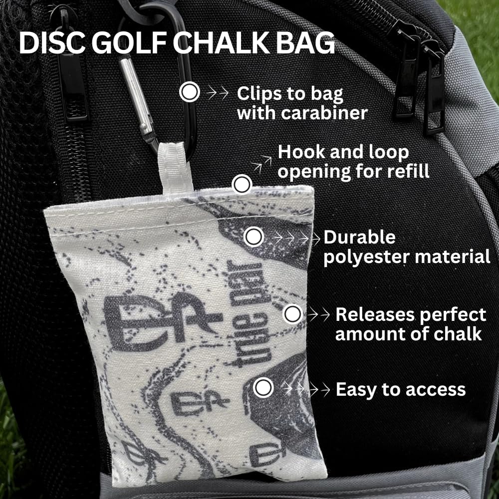 Refillable Disc Golf Chalk Bag 2 Extra Chalk Balls Included (Marbled)